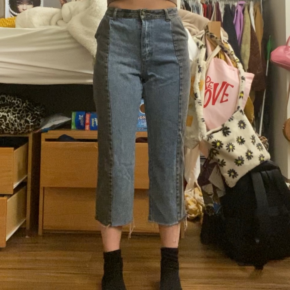 Black and Blue Panel Jeans